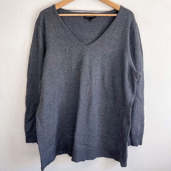 Lane Bryant Gray V-Neck Sweater Size 22/24 - Picture 1 of 7